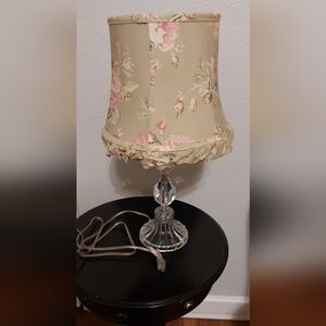Shabby Chic Lamp Shade And Crystal Base Light